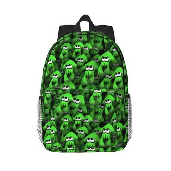 Зелена раница Splatoon Game Squids за мъже и жени, водоустойчив училищна чанта за колеж, чанта за книги с принтом