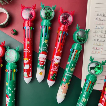 Коледна десятицветная Химикалка химикалка, Скъпа Химикалка писалка за печат, Празничен подарък за децата, Коледна декорация за дома, Коледен орнамент Навидад
