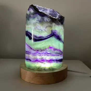 Лампа от естествен флуорит, цветен шарени скъпоценен камък, нощна лампа за спални, Санитарно камък