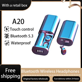 Нови Слушалки A20 TWS Bluetooth За спортове на открито Безжични слушалки с докосване, слушалки, HD Стерео, Водоустойчиви слушалки с микрофон