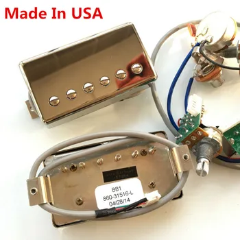 1 Комплект Звукоснимателей Humbucker за електрическа китара с Професионален Жгутом кабели за серия Gib BB1 BB2 BB С никелово покритие в сребърен цвят Произведено В САЩ