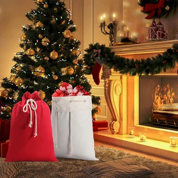 2023 Сублимационный обикновена чанта на Дядо Коледа Персонализирани Празен Коледни Чорапи за детски подаръци, Коледни Бонбони на съвсем малък, Закуски, Чанти Дядо Коледа