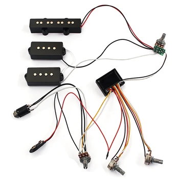 3-Лентов Еквалайзер, схема предусилителя на еквалайзера, колан, кабели за регулиране на тона на бас-китара и набор от звукоснимателей JP За активно го получите на бас