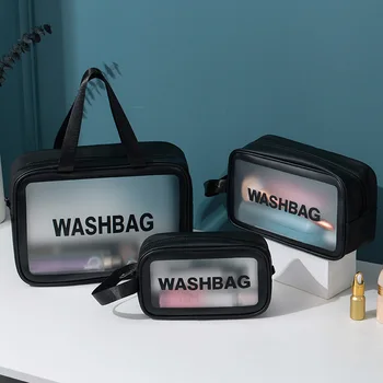 3 Серии прозрачни тоалетни принадлежности за жени, прозрачен водоустойчив Органайзер, Пътна косметичка голям капацитет, трайни козметични чанти