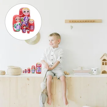 5 бр. Дървени играчки-гнездене кукли с домашни любимци, декорация във формата на скворечника, подарък кукли, детски книга на руския рукоделию