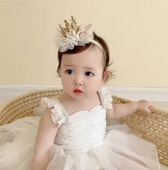 INS/ Нова лейси короната на Рожден Ден в Корейски стил, Детски празнична прическа с перли, Детска превръзка на главата с цветна корона, декор за Парти в чест на рождения Ден на Принцеса
