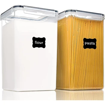 SEWS-2 бр. големи контейнери за съхранение на храна с затегнати капачки обем 6,5 л, за брашно, захар, печене и съхранение на сухи продукти