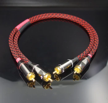 Аудио кабел Fever 4N 4-жилен бескислородный мед двоен кабел възвратно аудио Lotus RCA