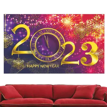 Банер честита Нова Година 2023, 185x110 см, Фон за снимки в навечерието на Нова Година, на Фона на фестивала в помещения и на открито, декор за Новата Година
