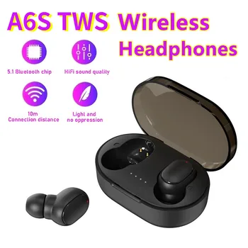 Безжична слушалка A6S TWS, Bluetooth слушалки, спортни стерео слушалки Fone Bluetooth, Безжични слушалки за всички смартфони