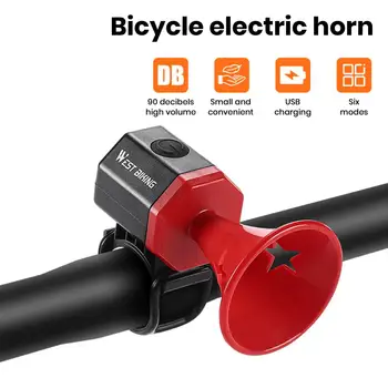 Велосипеден звуков сигнал Водоустойчива Акумулаторна батерия велосипеди електрически звуков сигнал с висока децибелом, няколко режима за лесен монтаж е Важно