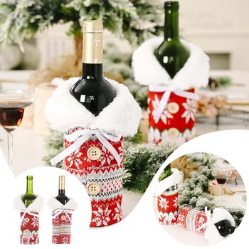 Вино пътни чанти за бутилки вино, Коледни украси, Определени Винени бутилки с Вязаными Копчета във формата на Снежинки, Кристални Чаши за вино Пристанище