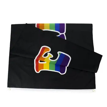 Вълна флаг, сив Флаг гордост, черно с преливащи се цветове, знамена, полиестер с медни втулками 3 X 5 Фута, устойчивост на избледняване ярки цветове