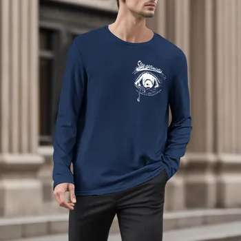 Джобни ризи за мъже, мъжки есенно-зимна мода и развлечения, 3D цифров забавна тениска с надпис, мъжки топлинна топ с дълъг ръкав