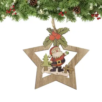 Дървена Коледен декор, Празнични дървени етикети, боядисани стени, Декорация за Коледната елха, Лосове, Снежен човек, Дядо Коледа, Коледни декорации от дърво
