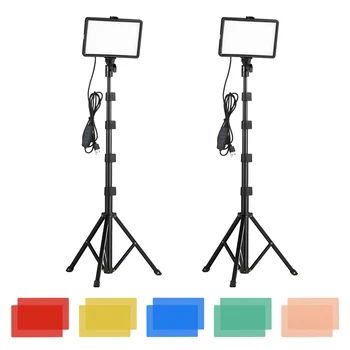 Заполняющие светлини, 2 набор от led USB-лампи за запис на видео, в два цвята температура лампа, шкаф, цветен филтър за осветление конференция, онлайн излъчване