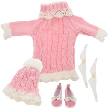 Играчки за момичета Рокля-пуловер, Шапка или Облекло Зимен Комплект Сменяеми Дрехи Декоративен ПУ за Еднократна употреба