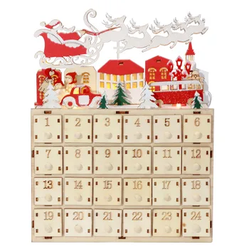 Коледен Адвент-Календар, Wooden Обратно броене до Коледа, Календар, Декорация, Коледна украса, Украса за дома