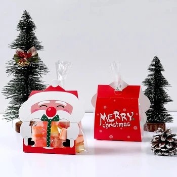 Коледна кутия шоколадови бонбони Дядо Коледа Подарък кутия от Крафт-хартия Коледна украса за дома 2023 Украшение Ноел Коледа честита Нова година 2024
