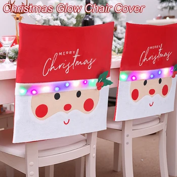 Коледна украса, на калъф за стола на Дядо Коледа с led осветление, Коледна делото за стола за кафенета и ресторанти