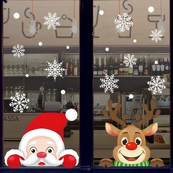 Коледни стикери прозорци, Стенни декорации, Свалящ се залепваща стикер, Стикер С снежинкой, Санта Елена, Коледна украса