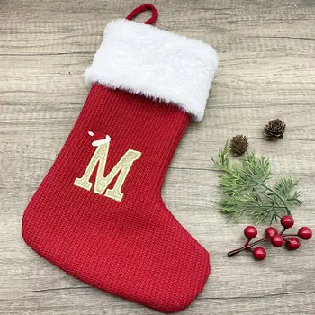Коледни чорапи с играчки, Луксозни бродирани възли коледни чорапи, здрав ретро декор за подарък пакети Коледна елха