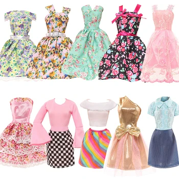 Комплект Модни дрехи за Барби кукли 30 см, облекло за кукли, Ежедневни облекла, Комплект панталон, Пола с цветен модел, играчката 