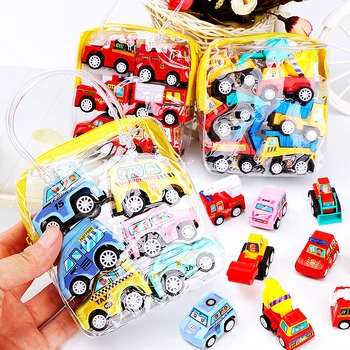 Комплект от 6 малки автомобилни играчки за деца, подарък за гости на рожден Ден, Великден, Коледа, Карнавал, Детска градина, Парти, Награда под формата на подарък