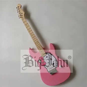 корпус електрически китари от липа розов цвят с подплата cat white златна електрическа китара, подходяща за студент