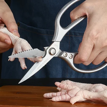 Кухненски ножици ножица за пиле на костите Кухненски ножици, Ножици за рибни люспи от неръждаема стомана Многофункционални Ножици за отваряне на бутилки