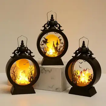 Лампа във формата на Тиква Вещица за Хелоуин, Преносими led фенер в ретро замъка За Украса на маси, прозорци, стени