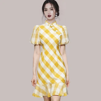 Лятно издание на Huai през 2023 г., нова мрежа Qipao, Нова Темпераментен плоча с катарами, дизайнерско рокля