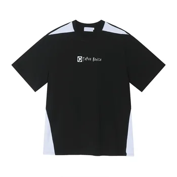 Лято 2023, нова корейска версия на свободна лилава тениска с къс ръкав за мъже, хит на продажбите