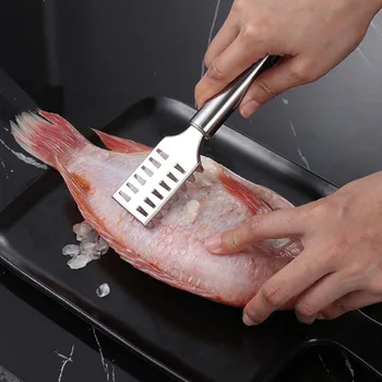 Машина за премахване на котления камък С гладка удобна дръжка За премахване на риба везни Кухненски инструмент от неръждаема стомана с двойна дръжка