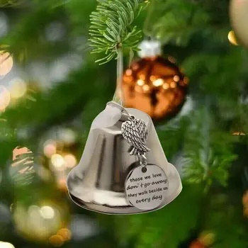 Метални Крила на Ангел, Звънци за Коледната елха, украсена с панделка, Висулка във формата на елхи, Сребърни Начало