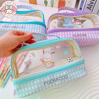 Молив случай Sanrio Голям Капацитет Kawaii Hello Kitty Cinnamoroll Melody, Чанта за училищните Моливи, джоб за химикалки, Канцеларски материали