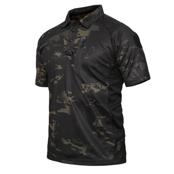 Мъжки бързосъхнеща дишаща тактическа риза Тениски за голф Мъжки военна тениска с къс ръкав Спортна риза туризъм Ловно облекло