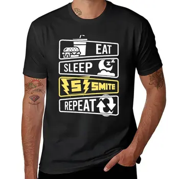 Нова тениска Eat Sleep Smite Repeat, къси, черни тениски, черни тениски за мъже