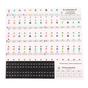 Стикер на клавиатурата на пиано, Прозрачен стикер за начинаещи пиано, цветни за тренировки