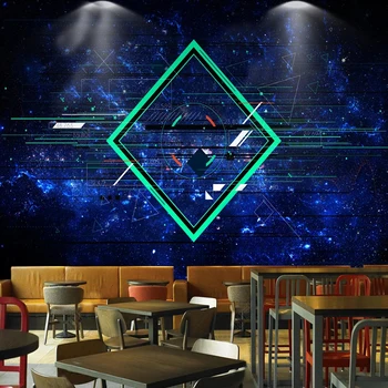 Тапети по поръчка, съвременната научна фантастика, Креативна рисувани стенни Star Line, Ресторант, Кафе-бар, кабелна телевизия-бар, Фон, боядисани стени, Papel De Parede