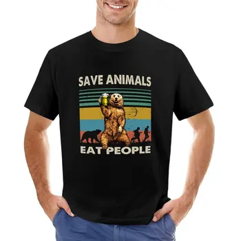 Тениска Save Animal Eat People, корея, модна тениска оверсайз за момчета, тениска с домашен любимец принтом, мъжки ризи шампион