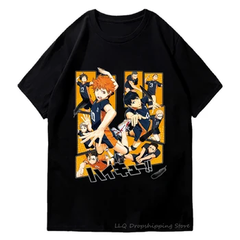 Тениски 2023 Аниме Haikyuu, тениска с принтом Shoyo Hinata, Лятна Долна риза Y2k с къс ръкав, Тениски, Ю Nishinoya от 100% памук