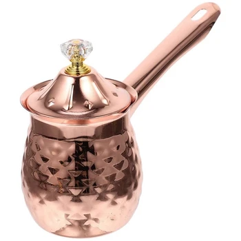 Турска Tea Медна Машина За приготвяне на чай и Кафе, Нагревател Мляко, уреди за горещ Шоколад, съд за топене на масло, 600 мл, Розово злато, лекота на използване