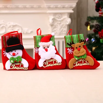 Чорапи с Коледен Интериор, 3D Модел, украса за Коледни елхи, Детски подарък чанта, Креативна Скъпа Коледна торбичка за бонбони, Коледна украса